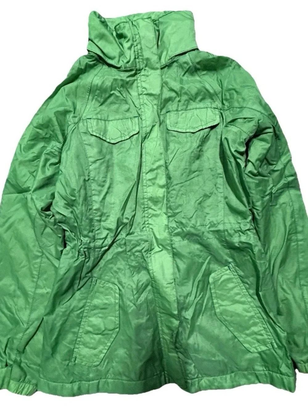 Youth Kids Lands End Green Fleece Lined Puffer Jacket Size Medium (10/12)